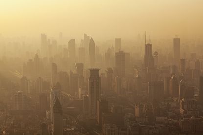 Air pollution over Shanghai.