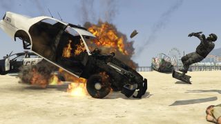 GTA 5 police car exploding