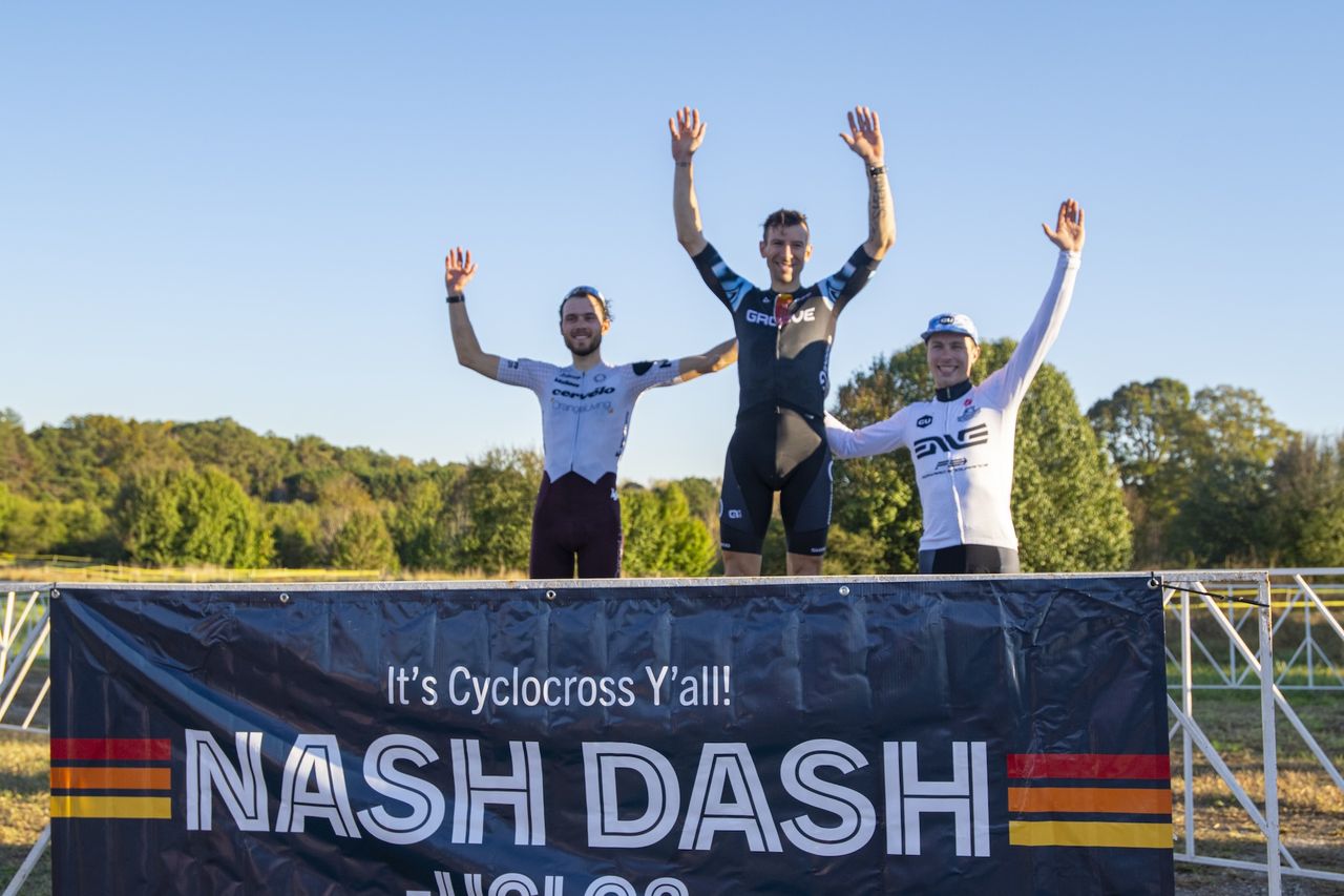 Day one elite men's podium at 2024 Nash Dash