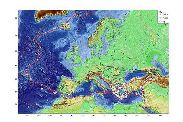 European earthquake map