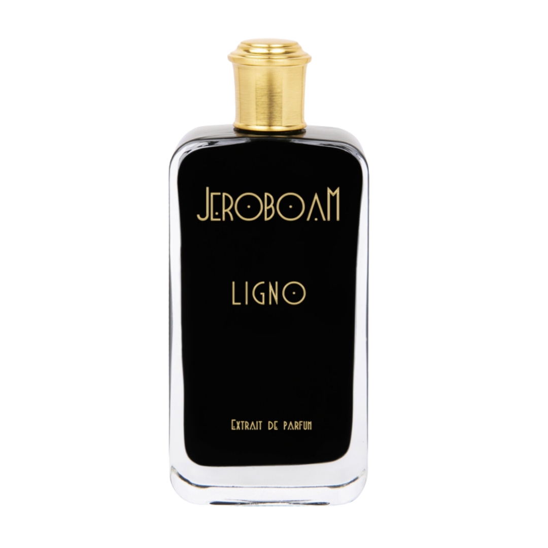 A product shot of the Jeroboam Ligno Extrait de Parfum, on a white background