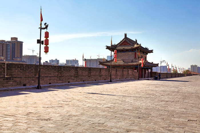 A wall of the city of Xian, China