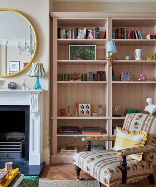 Bespoke book shelves with mirror