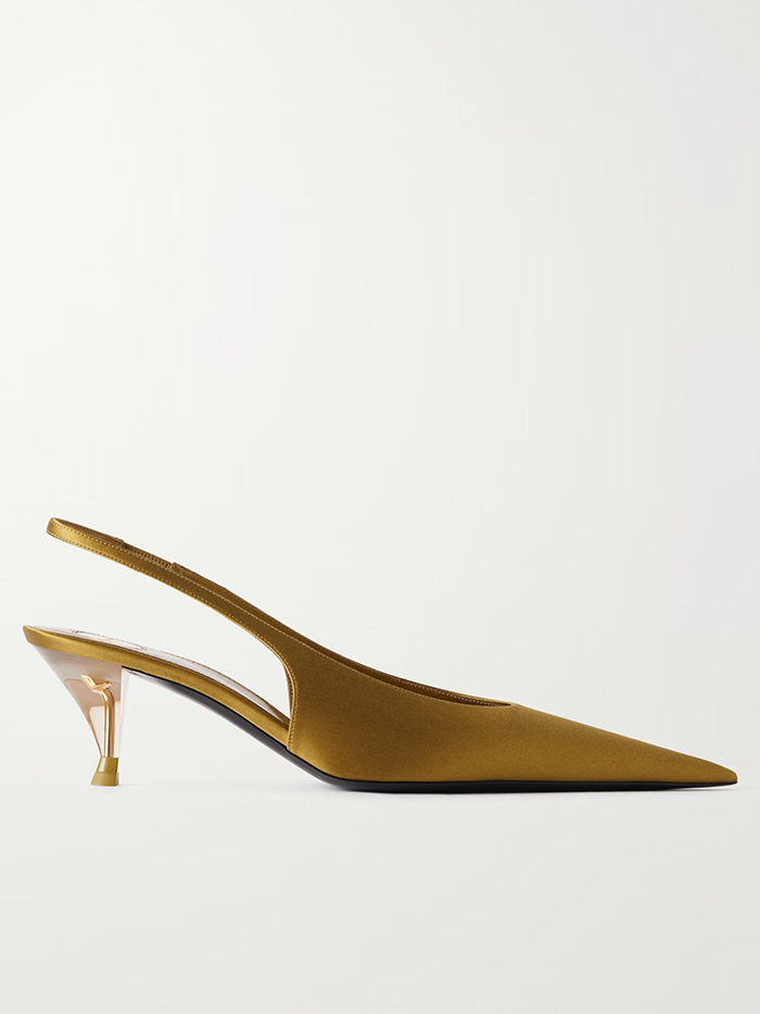SAINT LAURENT, Fanny 55 Crepe-Satin Slingback Pumps