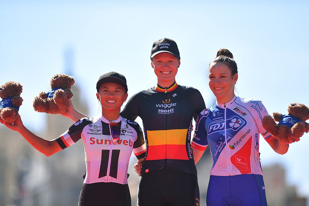 Rivera, D'Hoore and Fournier on the la Madrid Challenge podium