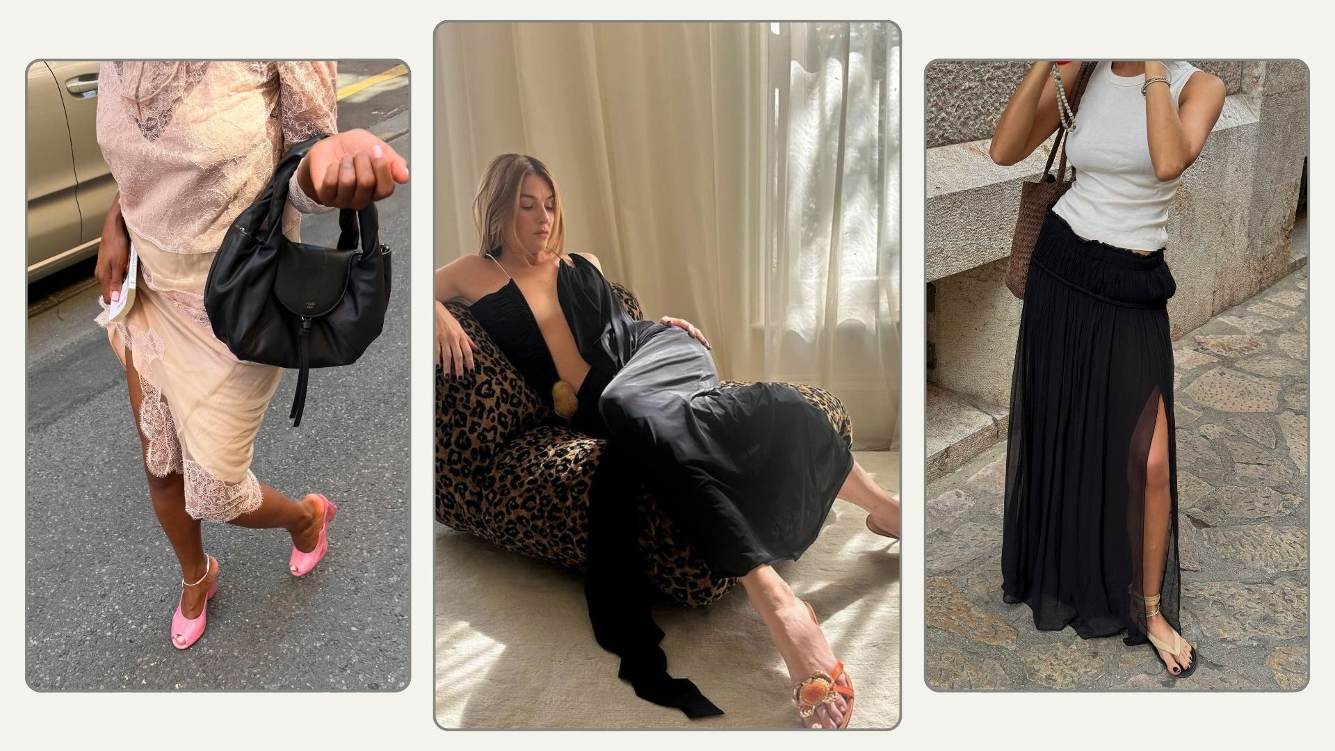 An image of the biggest summer shoe trends of 2026, from wedges to suede sandals and satin trainers. 
