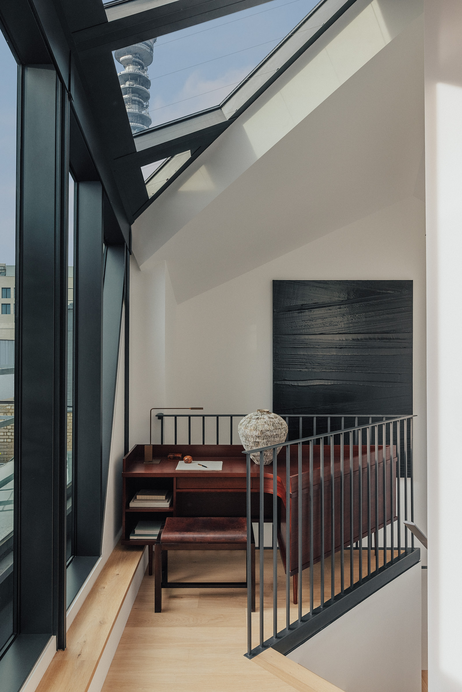 Grafted created this bespoke desk for the upper landing