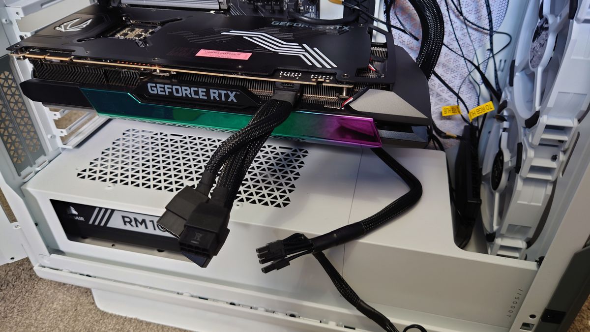 Plugging in the graphics card
