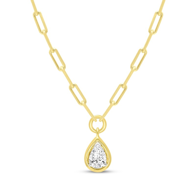 kay, Studio by Kay Lab-Grown Diamonds Pear-Shaped Solitaire Necklace 1/2 Ct Tw 24k Yellow Gold Vermeil Sterling Silver 18&quot; (f/si2)