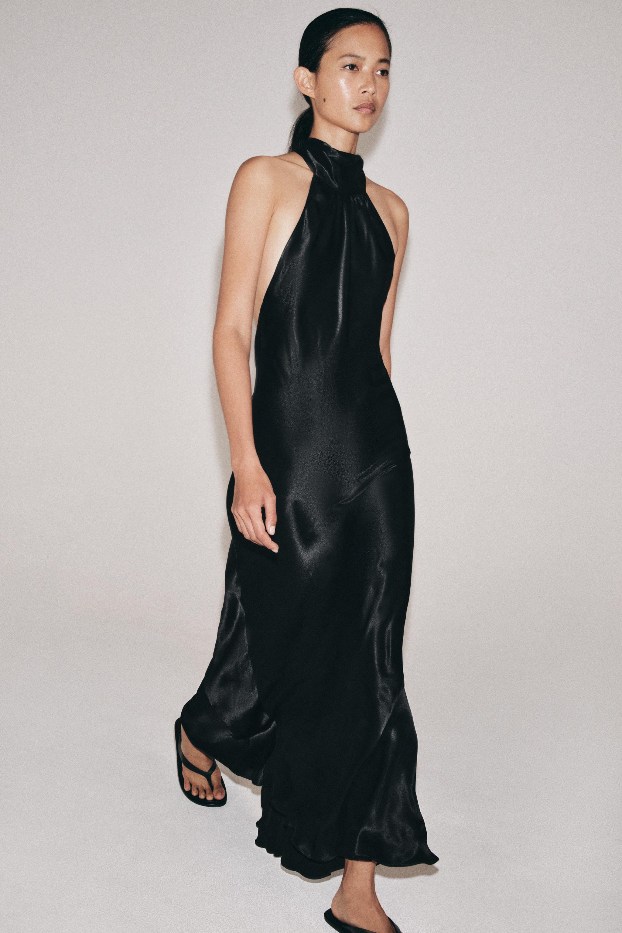 Zw Collection Satin Effect Halter Dress