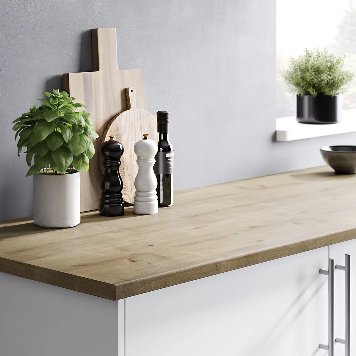 OPP Matt Brown Oak effect Laminate &amp;amp; particle board Post-formed Kitchen Worktop