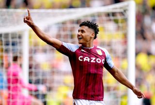Aston Villa’s Ollie Watkins celebrates scoring their side’s first goal of the game during the Premier League match at Villa Park, Birmingham. Picture date: Saturday April 30, 2022