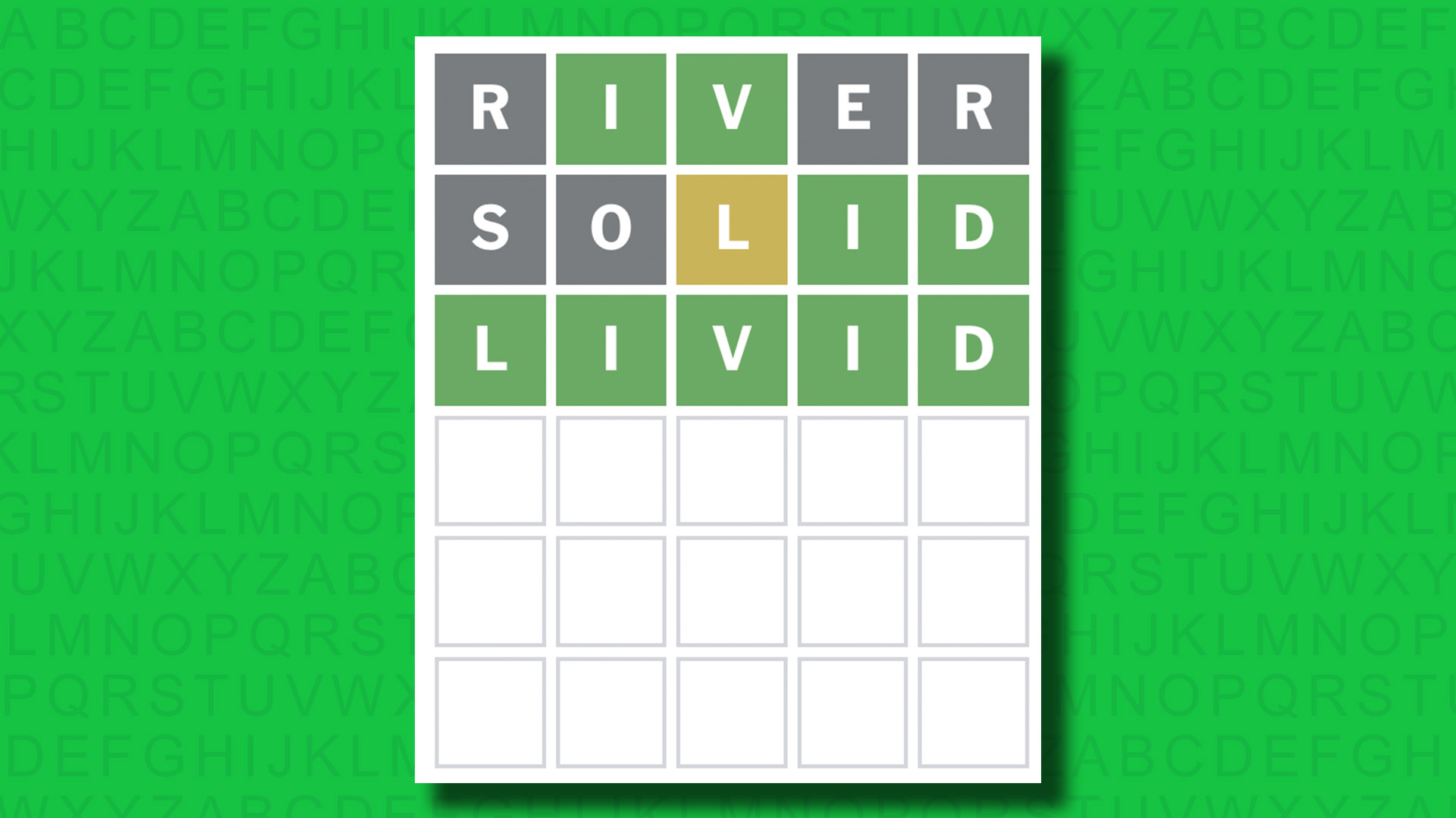NYT Wordle answer for game 1429 on a green background