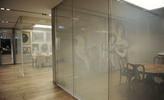 Transparent walls looking into dining areas