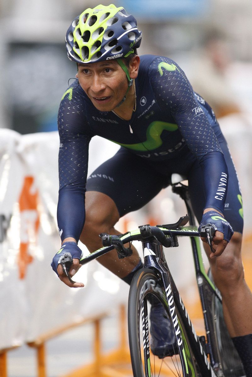 Nairo Quintana (Movistar) riding to second