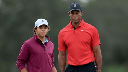 Charlie and Tiger Woods at the 2023 PNC Championship