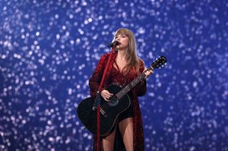 Taylor Swift performs onstage during "Taylor Swift | The Eras Tour" at Johan Cruijff Arena on July 05, 2024 in Amsterdam, Netherlands