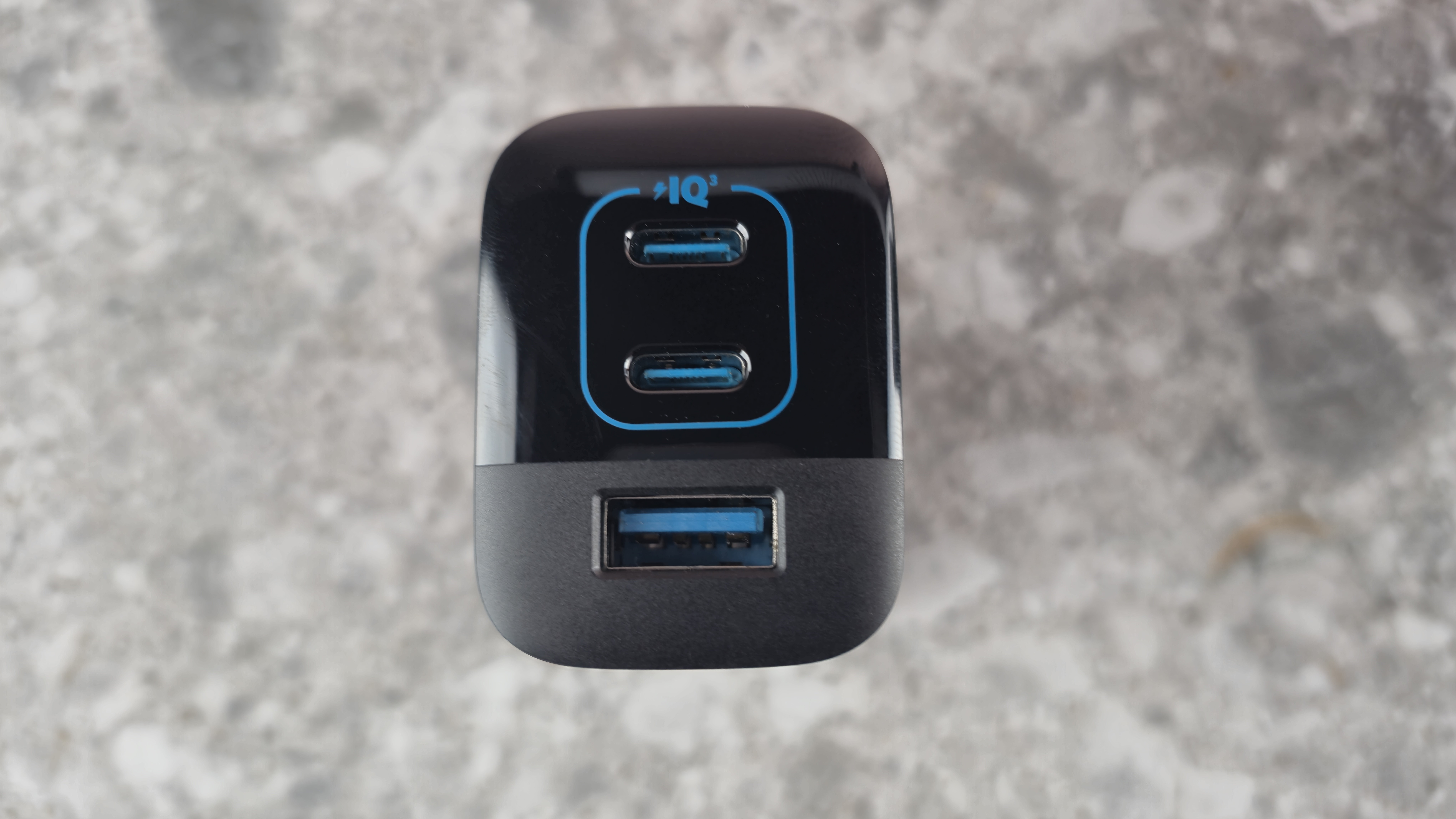 Top of the Anker 335 Charger (67W) showing USB-C and USB-A ports