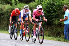 Breakaway riders Andrey Amador, Matis Louvel and Daniel Oss on stage 11 of the 2023 Tour de France