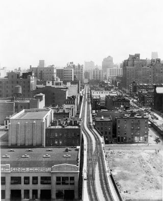 This photograph shows the High Line in 1934