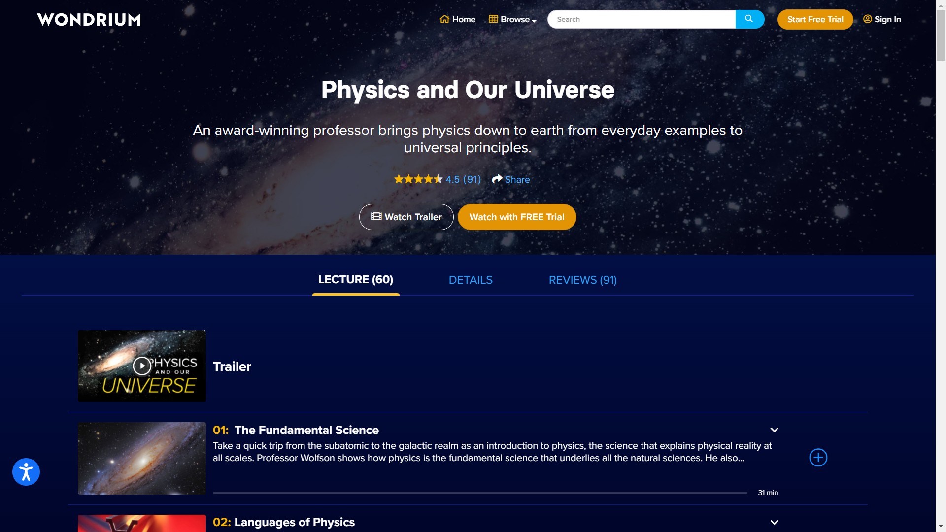Physics and Our Universe. Wondrium.