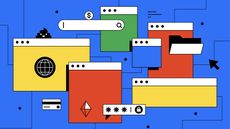 Pop art-style graphic of popup windows