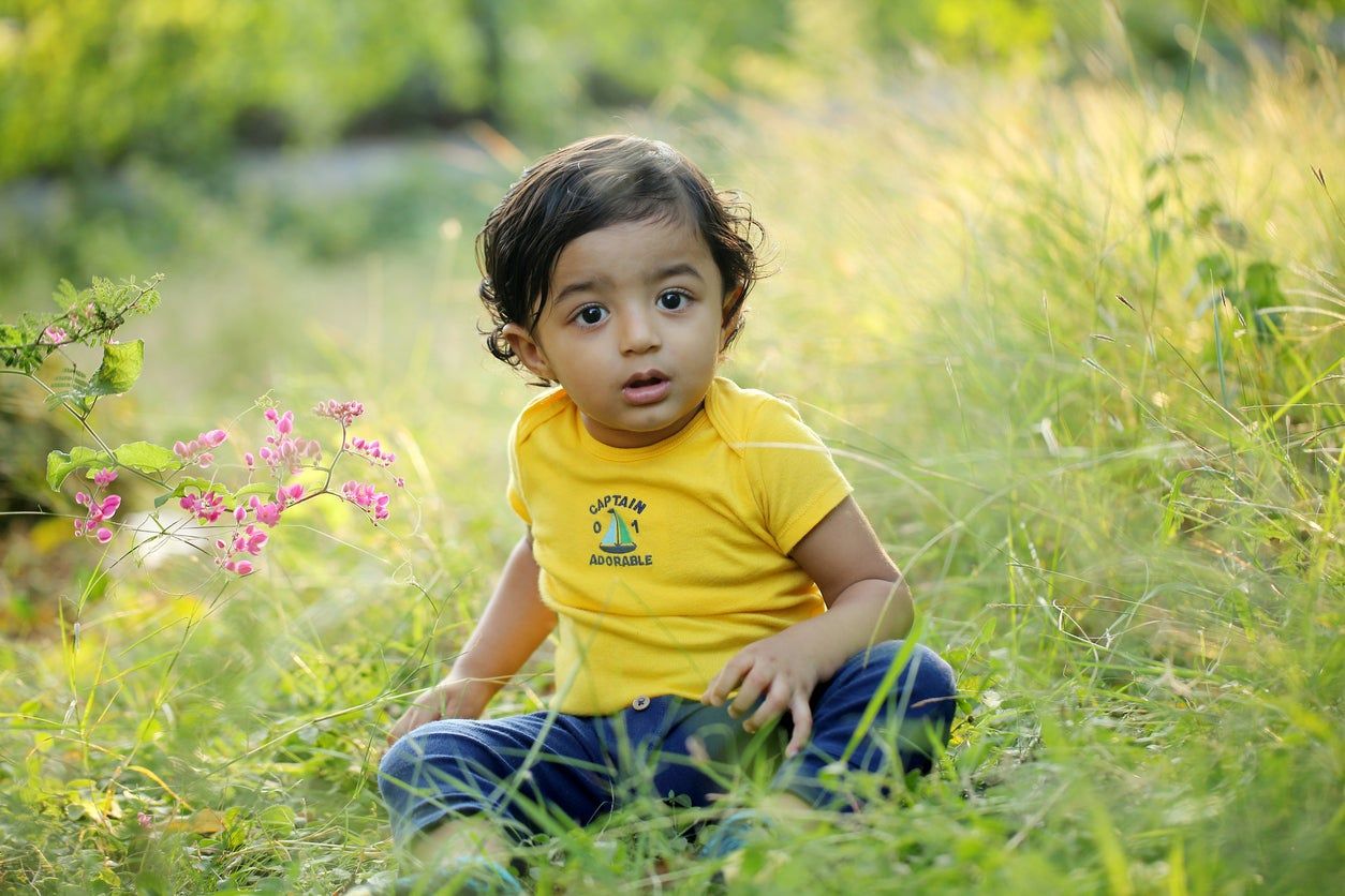 Baby Sitting In Grassy Garden