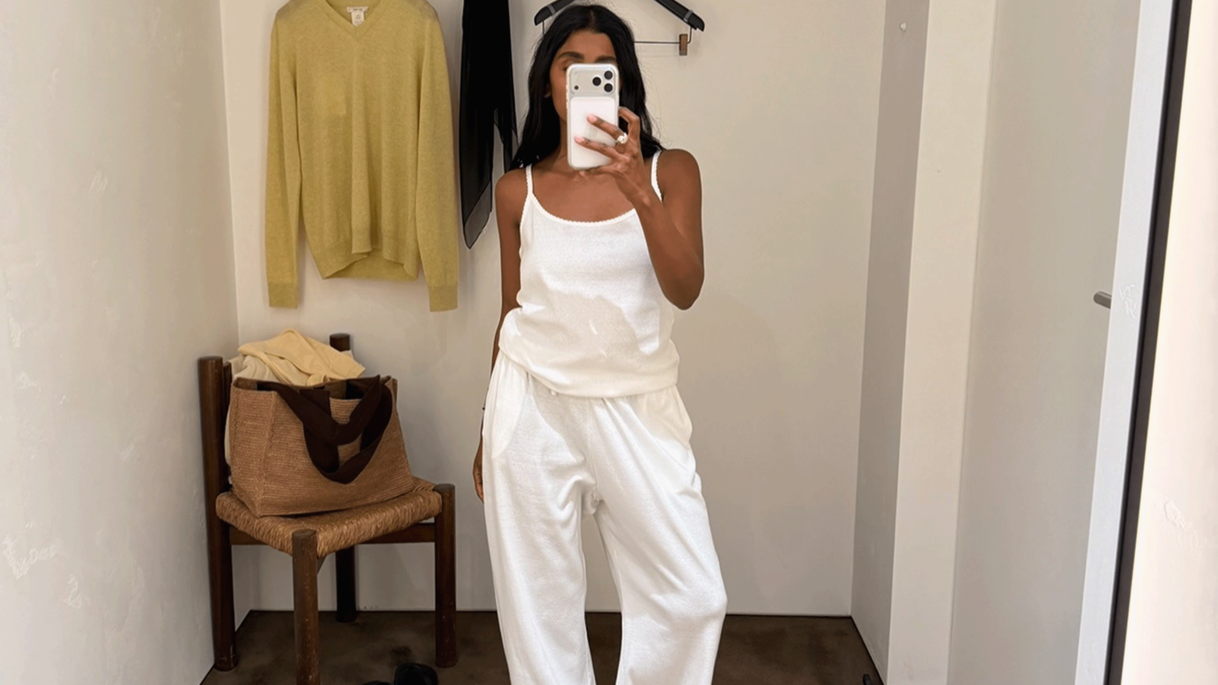 Monikh wearing relaxed pants.