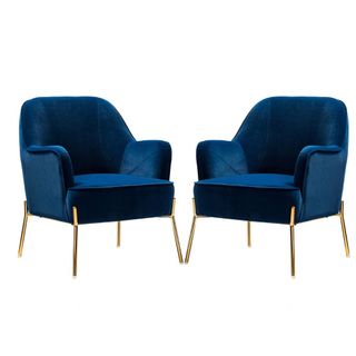 Velvet Upholstered Accent Chairs (Set of 2)