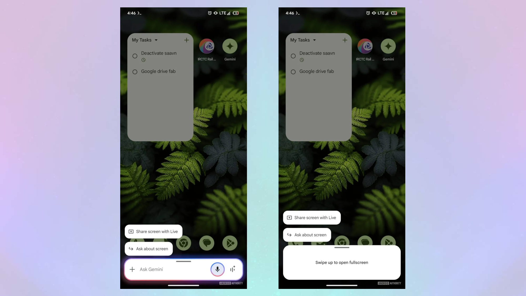 Google Gemini swipe options