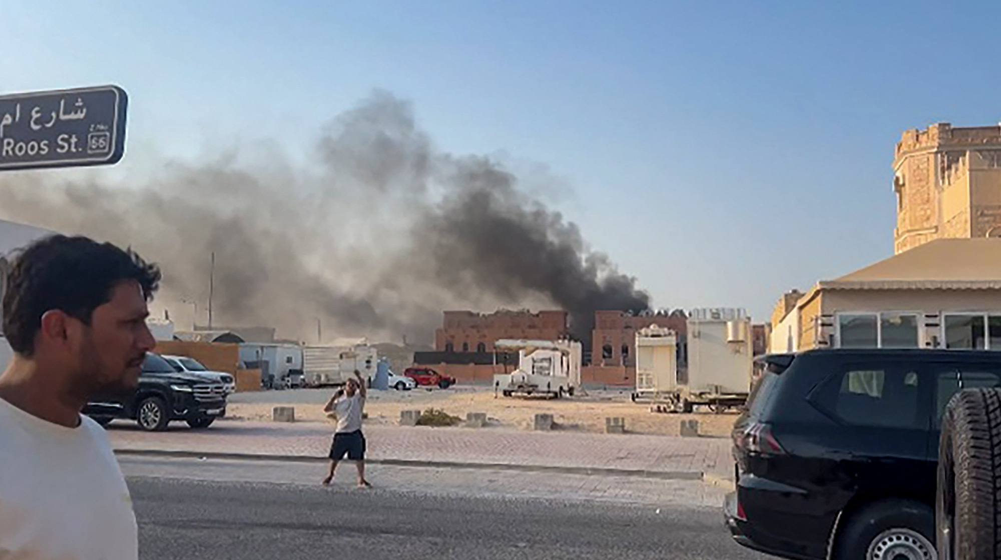 TOPSHOT - This frame grab taken from an AFPTV footage shows smoke billowing after explosions in Qatar's capital Doha on September 9, 2025. An Israeli military official told AFP that the military had carried out air strikes on Doha on September 9 in an operation targeting senior leaders of Palestinian militant group Hamas. 
