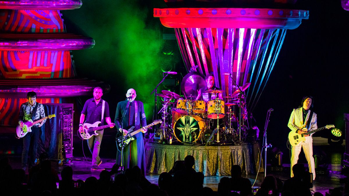 Smashing Pumpkins perform at DTE Energy Music Theater on August 14, 2019 in Clarkston, Michigan.