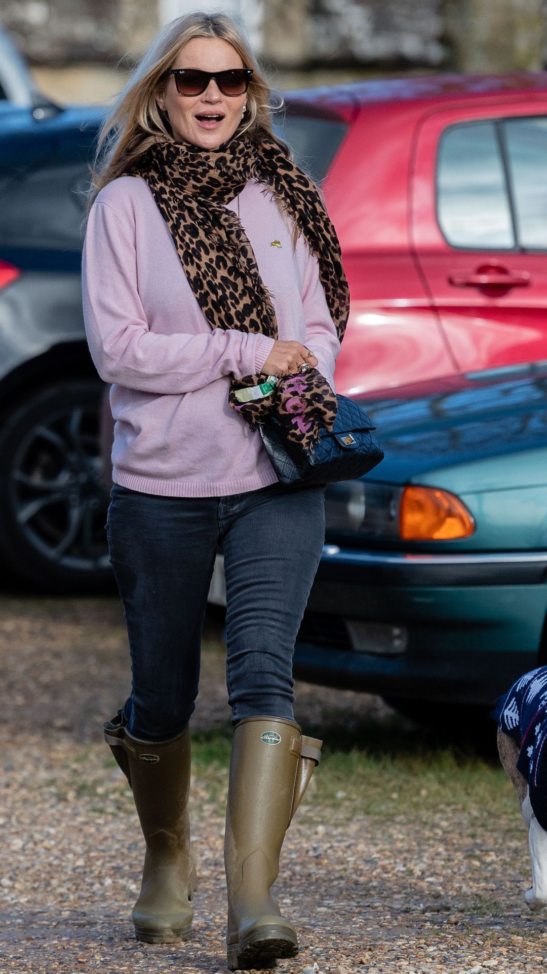 Kate Moss goes for a Cotswold walk alongside her dog in 2019