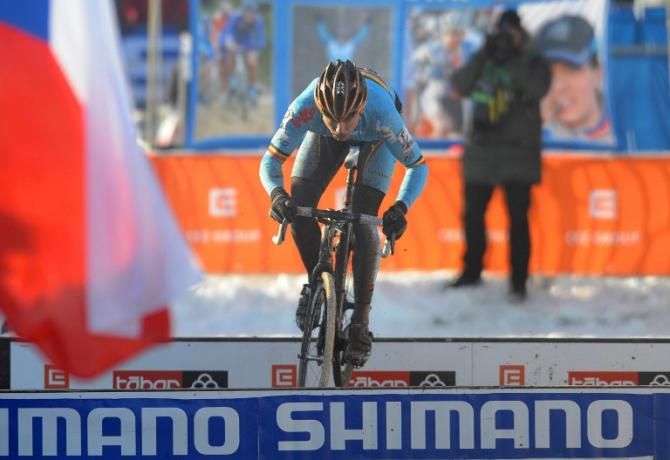 Belgium's Sven Nys bunny hops barriers during the 2010 'cross world championship in Tabor, Czech Republic. Nys would win the bronze medal behind Zdenek Stybar and Klaas Vantornout.