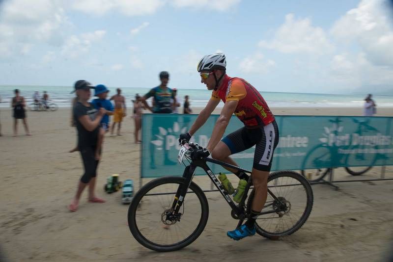 Urs Huber reaches the coast at Port Douglas