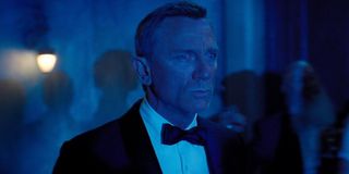 No Time To Die Daniel Craig looking concerned in a tuxedo