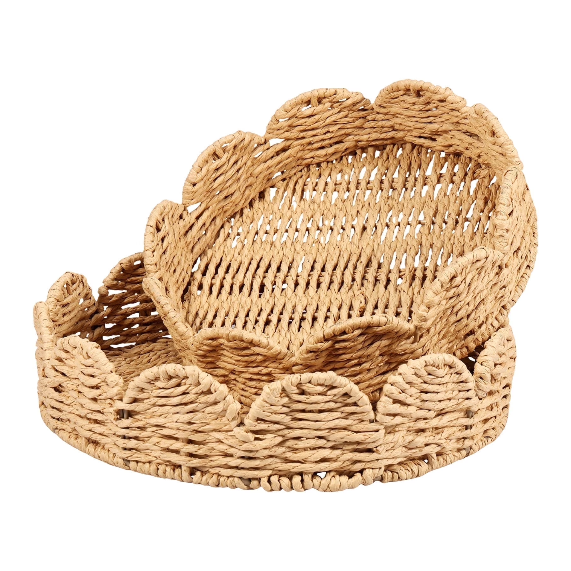 two rattan trays