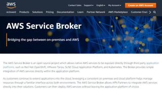 AWS Service Broker's homepage