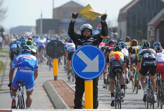 Riders avoided the road furniture, but found other ways to crash in Gent-Wevelgem