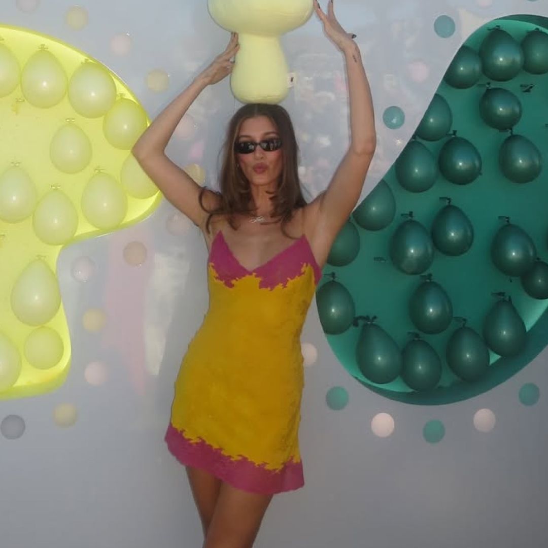 Hailey Bieber Trades Her Vintage Christian Dior Slip Dress for an On-Trend Throwback Graphic Tee