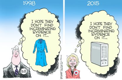 Political cartoon Bill Clinton Hillary Clinton