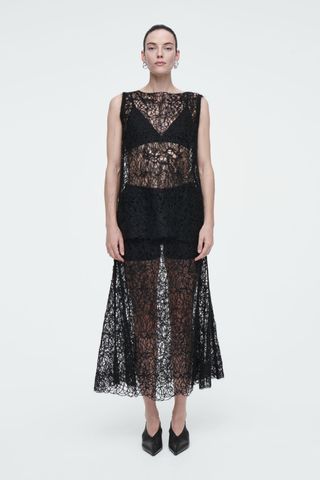 Sheer Embroidered Mohair Skirt