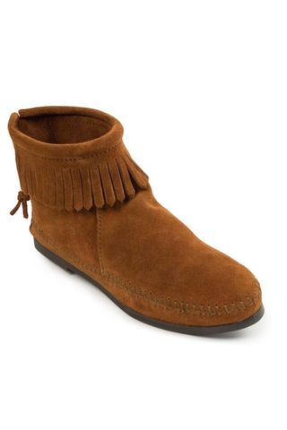 brown ankle boots with fringe