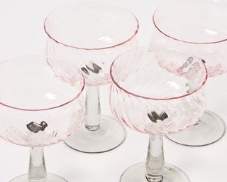 Oliver Bonas Flor Pink Champagne Saucers Set of Four