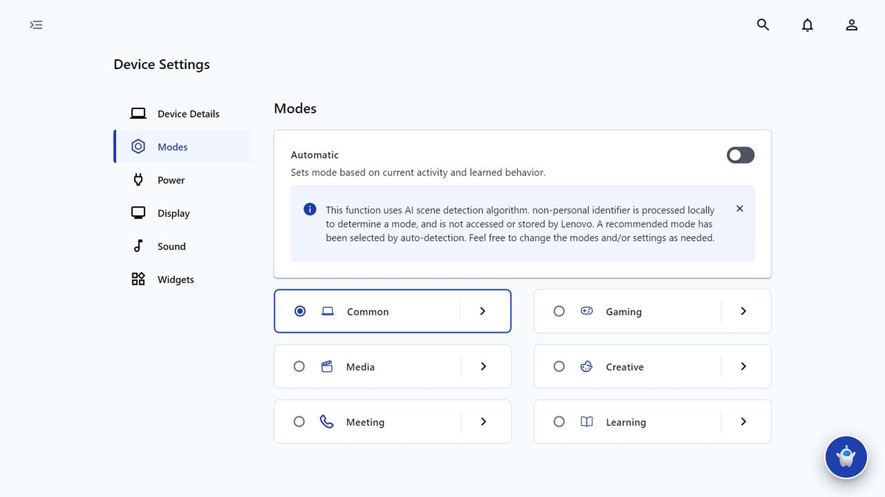 Lenovo Vantage modes.