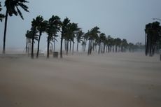 Sand covers Ft. Lauderdale Beach Blvd. after Hurricane Irma blew though Ft. Lauderdale, Florida.