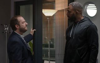 Ciaran shows Jacob the door. Off screen, however, Rick Warden and Charles Venn are on the best of terms