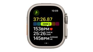 Apple Watch Ultra displaying heart rate zones