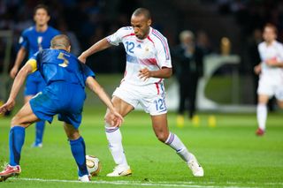 Thierry Henry on the ball for France during the 2006 World Cup final against Italy.
