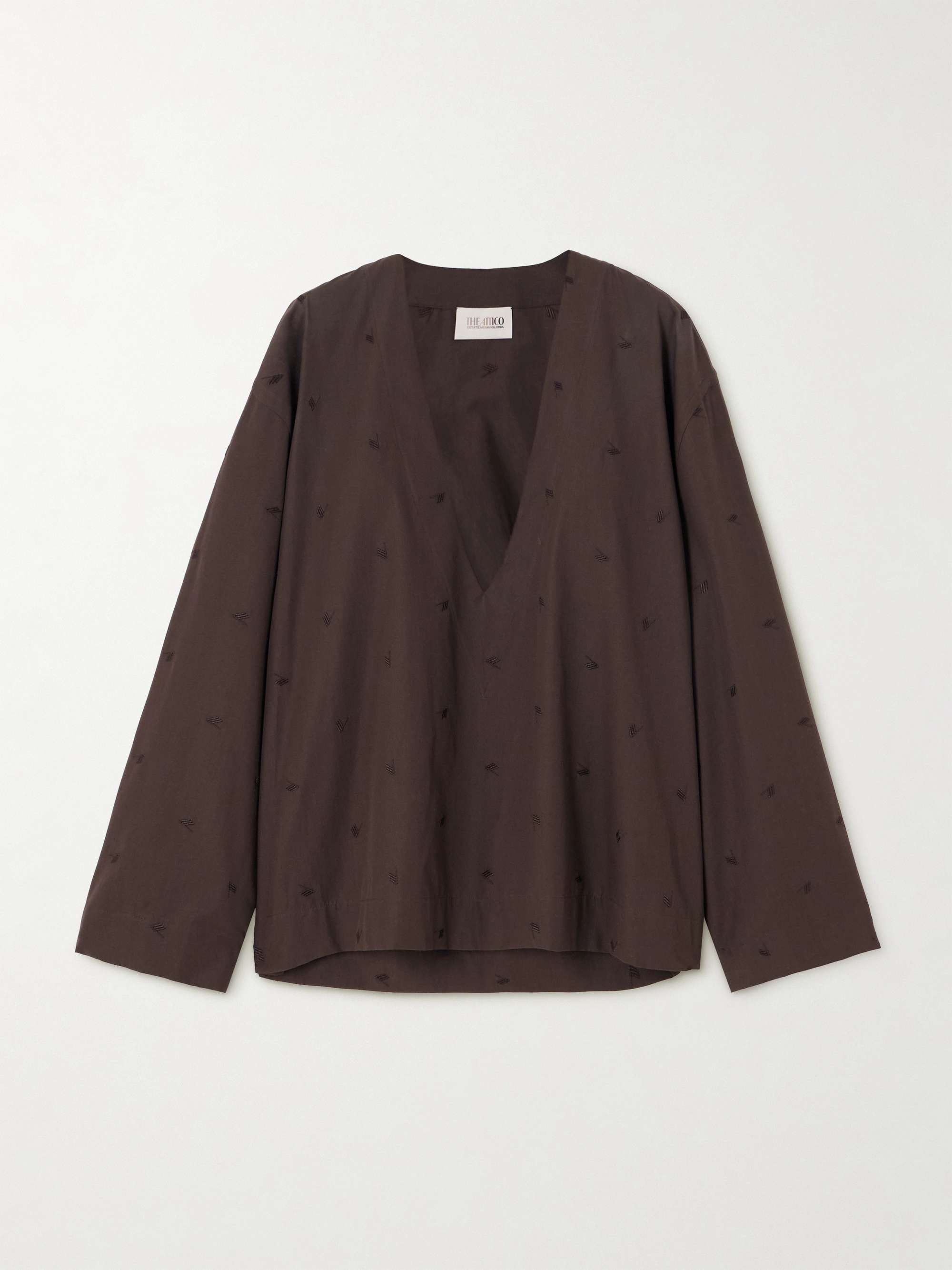 Embroidered Cotton-Blend Poplin Blouse